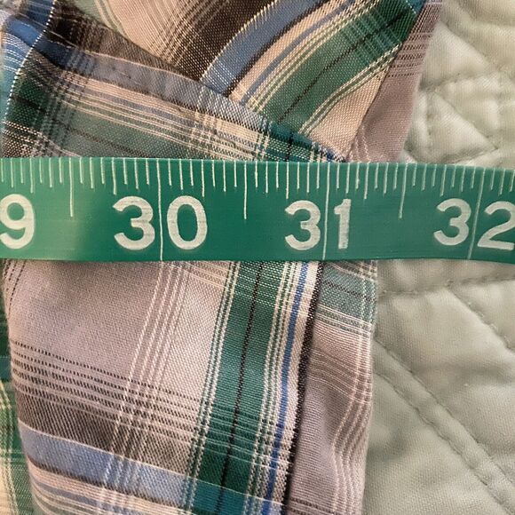 Vtg Wrangler Pearl Snap Button Plaid Green Western Silver Metallic Thread XXXL - Picture 8 of 9